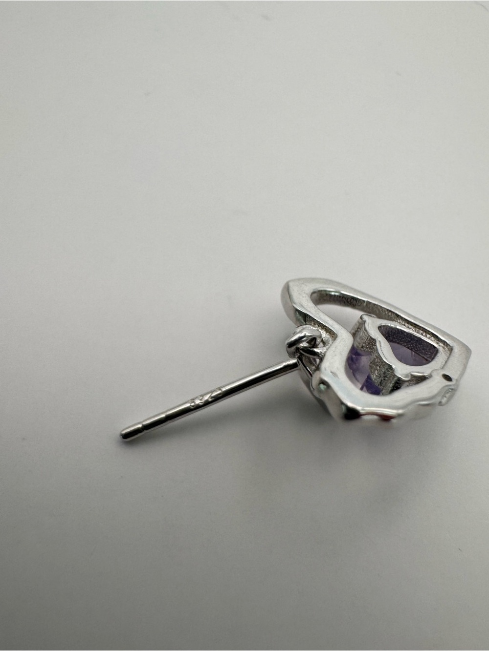 #E23 Amethyst Triple Heart Dangle Earrings View 2